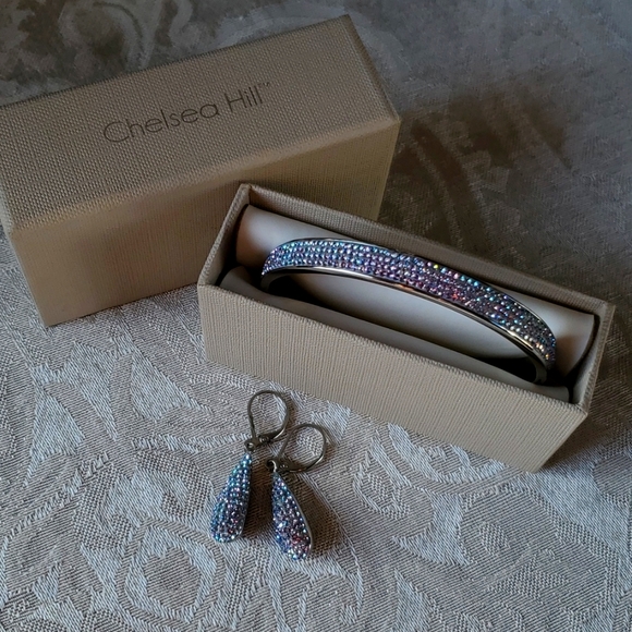 Iridescent Micro Pave Crystal Bracelet and Earrings - Picture 3 of 7